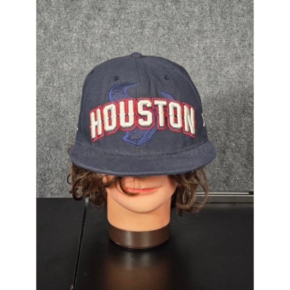 New Era NFL Houston Texans Fitted Hat Cap Size 7 1/8 Navy Blue Football Casual